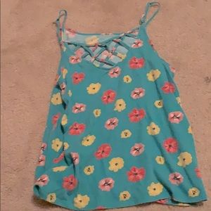 Green shirt with flowers